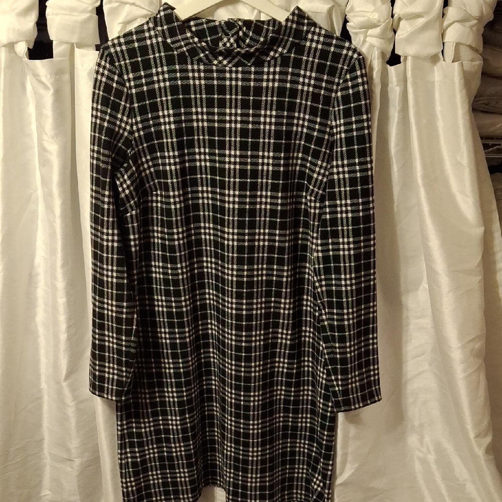 Talbots Black and White Checkered Dress Med